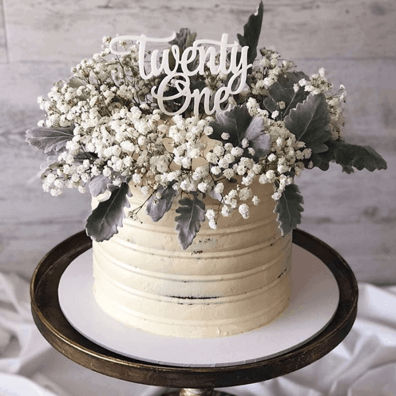 Twenty One Acrylic White Gloss 21st Birthday Cake Topper