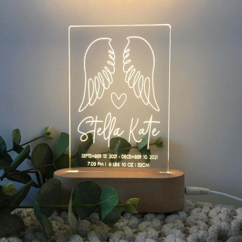 Memorial Plaque Light - Angel Wings Stella