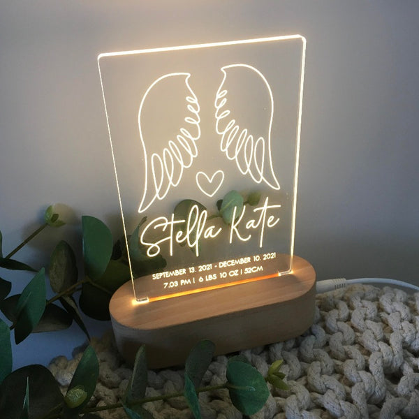 Memorial Plaque Light - Angel Wings Stella